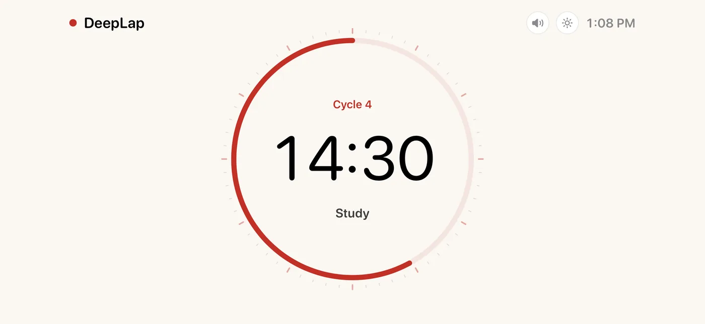 Landscape timer on a desk stand: a large dial and the clock, nothing else