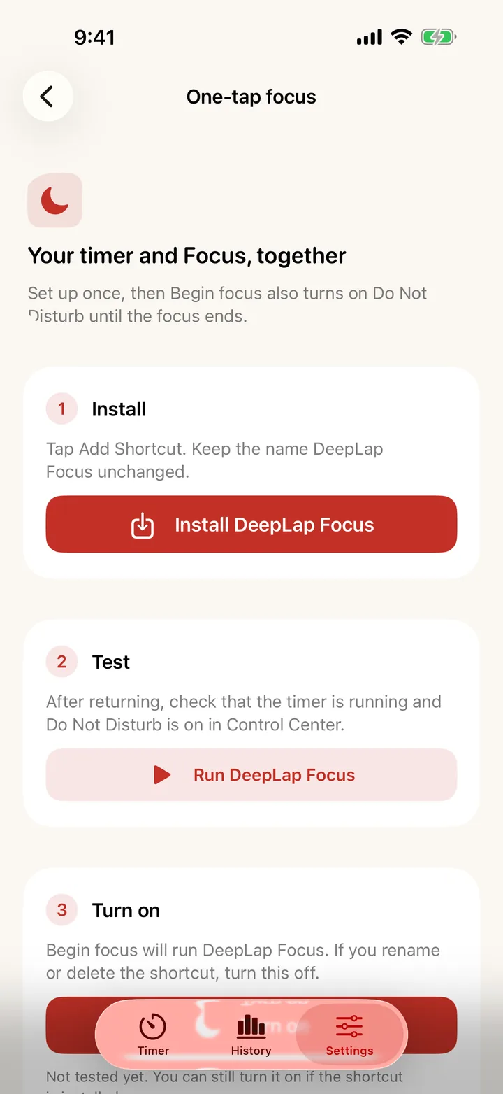 Shortcut guide in Settings